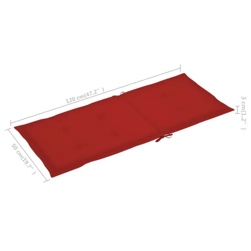 Sklopive stolice 6 kom s jastucima od punog bagremovog drveta - Crvena 120 x 50 x 3 cm 6 Cijena