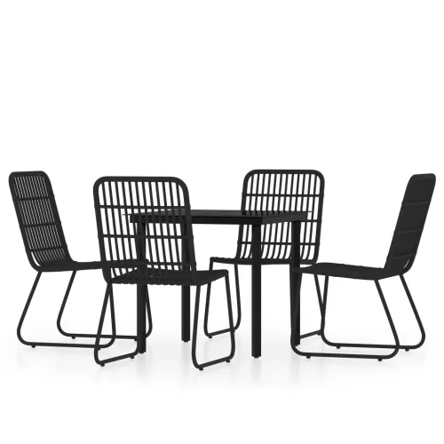 Vrtna garnitura - 5-dijelni vrtni blagovaonski set crni - Crna Dužina stola 80 cm 4 Cijena