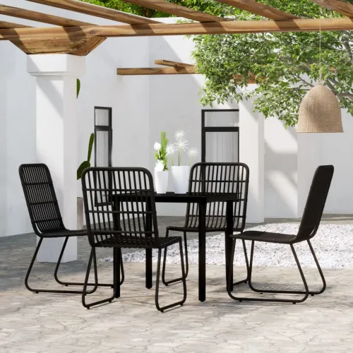 Vrtna garnitura - 5-dijelni vrtni blagovaonski set crni - Crna Dužina stola 80 cm 4 Cijena