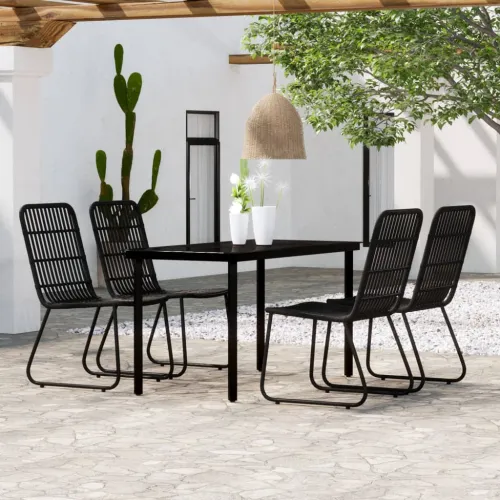 Vrtna garnitura - 5-dijelni vrtni blagovaonski set crni - Crna Dužina stola 140 cm 4 Cijena