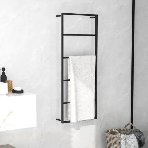 Stalak za ručnike crni 45 x 10 x 115 cm čelični - Crna 45 x 10 x 115 cm Crna 45 x 10 x 115 cm Cijena