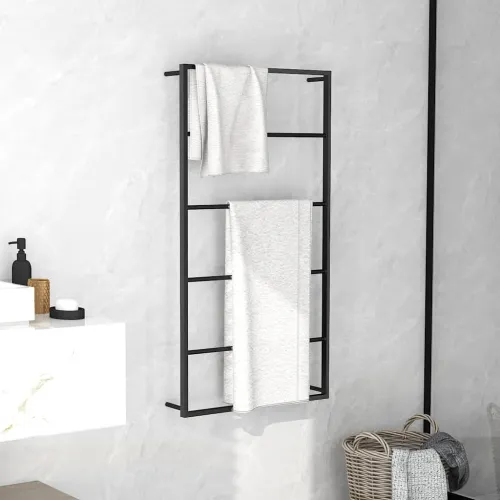 Stalak za ručnike crni 60 x 10 x 116 cm čelični - Crna 60 x 10 x 116 cm Crna 60 x 10 x 116 cm Cijena