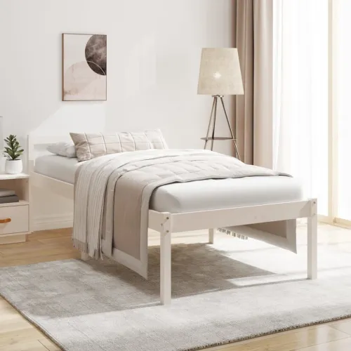 Krevet za starije osobe bijeli 90x190 cm mali masivna borovina - Bijela 90 x 190 cm Cijena