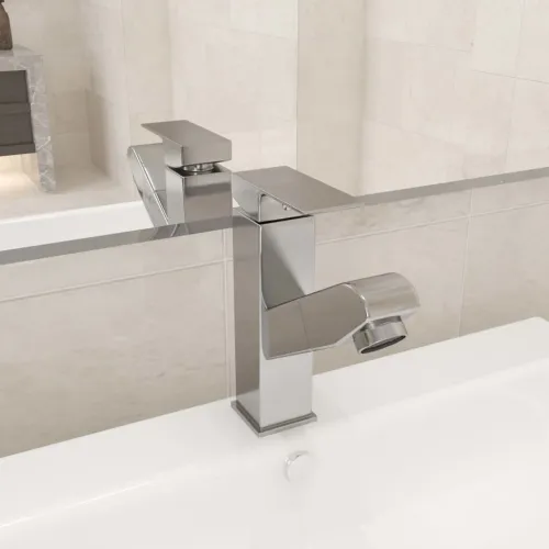 Slavina za Lavabo - Umivaonik s funkcijom izvlačenja srebrna 157x172 mm - Srebrno Srebrno Cijena