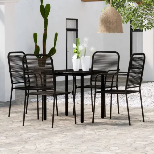 Vrtna garnitura - 5-dijelni vrtni blagovaonski set crni - Dužina stola 80 cm 4 Cijena