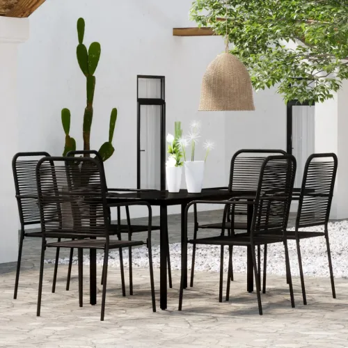 Vrtna garnitura - 7-dijelni vrtni blagovaonski set crni - Dužina stola 140 cm 6 Cijena