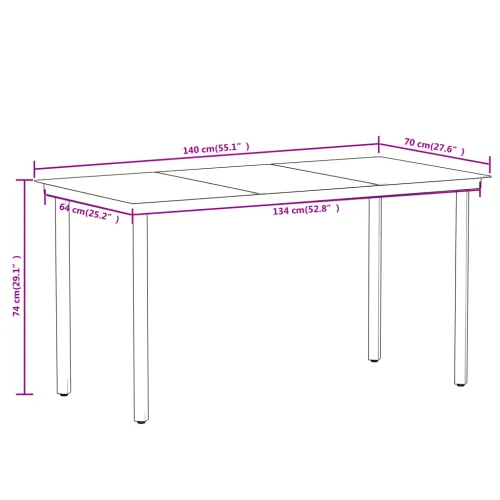 Vrtna garnitura - 7-dijelni vrtni blagovaonski set crni - Dužina stola 140 cm 6 Cijena