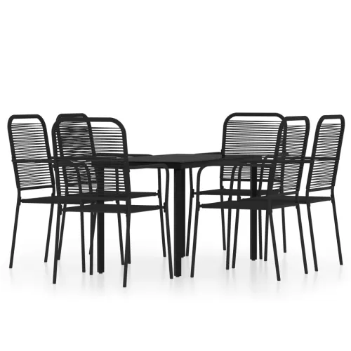 Vrtna garnitura - 7-dijelni vrtni blagovaonski set crni - Dužina stola 140 cm 6 Cijena