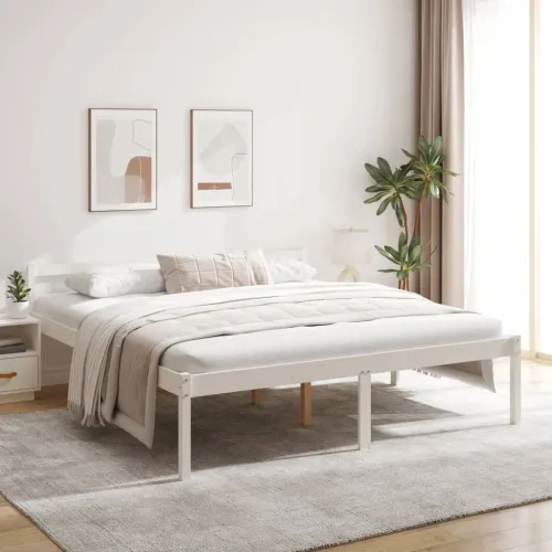 Krevet za starije osobe bijeli 180 x 200 cm bračni od borovine - Bijela 180 x 200 cm Cijena