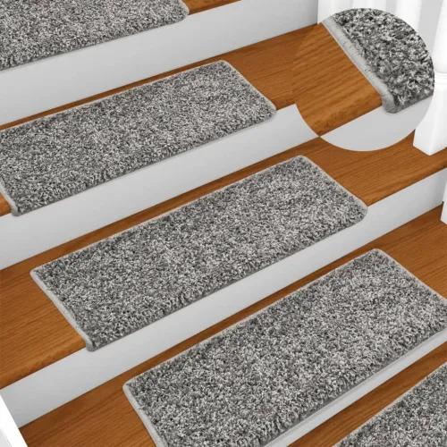 Prostirke za stepenice 10 kom 65x21x4 cm sive s pravokutnim rubom - Siva 10 Cijena