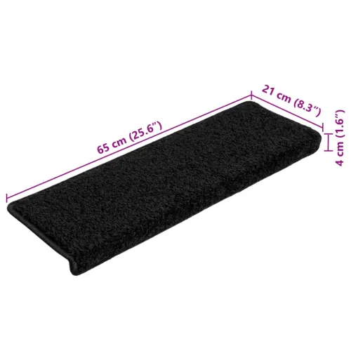 Prostirke za stepenice 10 kom 65x21x4 cm Crne s pravokutnim rubom - Crna 10 Cijena