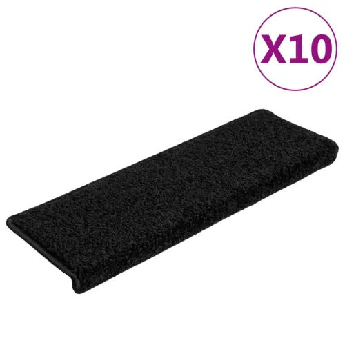 Prostirke za stepenice 10 kom 65x21x4 cm Crne s pravokutnim rubom - Crna 10 Cijena