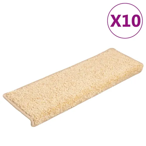 Prostirke za stepenice 10 kom 65x21x4 cm krem pravokutni rub - Krema 10 Cijena