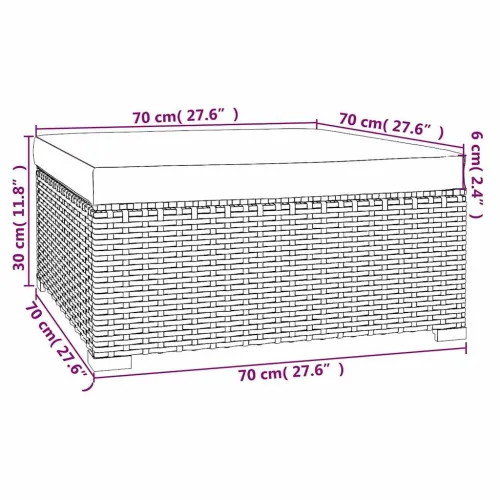 Vrtni tabure s jastukom smeđi 70 x 70 x 30 cm od poliratana - Smeđe-zelena Cijena