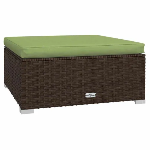Vrtni tabure s jastukom smeđi 70 x 70 x 30 cm od poliratana - Smeđe-zelena Cijena