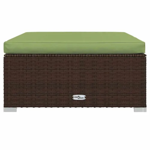 Vrtni tabure s jastukom smeđi 70 x 70 x 30 cm od poliratana - Smeđe-zelena Cijena