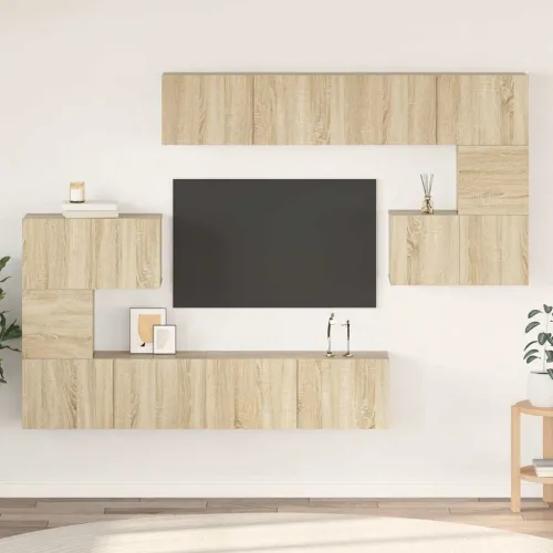 8-dijelni set TV ormarića boja hrasta sonome konstruirano drvo - sonoma hrast 8 80 cm Cijena