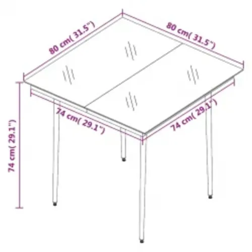Vrtna garnitura - 5-dijelni vrtni blagovaonski set s jastucima crni - Crna Dužina stola 80 cm 4 Cijena