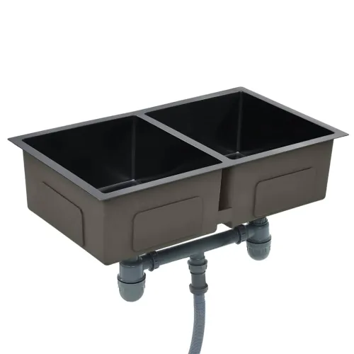 Ručno rađeni kuhinjski sudoper od nehrđajućeg čelika crni - Crna 76 x 44 x 20 cm (dva umivaonika) Crna 76 x 44 x 20 cm (dva umiv Cijena