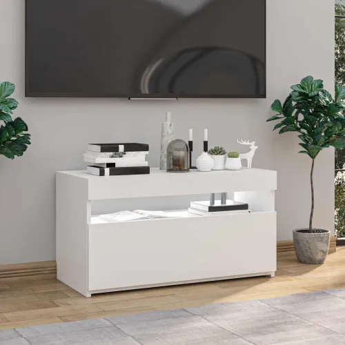 TV ormarić s LED svjetlima visoki sjaj bijeli 75 x 35 x 40 cm - Visoko sjajno bijela 1 75 cm Visoko sjajno bijela Cijena