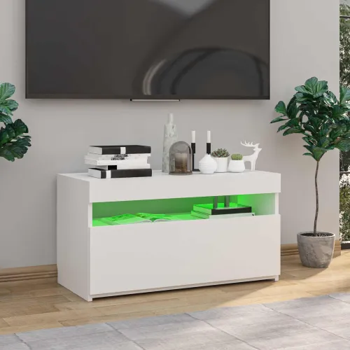 TV ormarić s LED svjetlima visoki sjaj bijeli 75 x 35 x 40 cm - Visoko sjajno bijela 1 75 cm Visoko sjajno bijela Cijena
