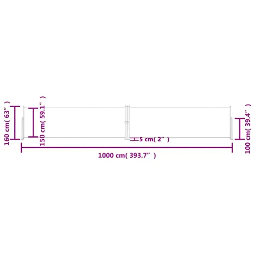 Uvlačiva bočna tenda crna 160 x 1000 cm - Crna 160 x 1000 cm Cijena
