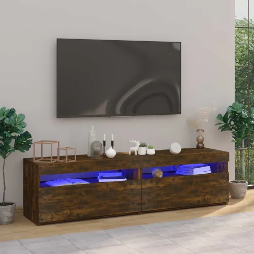TV ormarić s LED svjetlima 2 kom boja hrasta 75 x 35 x 40 cm - Dimljeni hrast 2 75 cm Dimljeni hrast Cijena