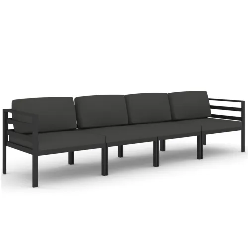 4-dijelna vrtna garnitura s jastucima aluminijska antracit - 2x kutna + 2x srednja Cijena