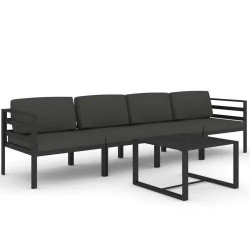 5-dijelna vrtna garnitura s jastucima aluminijska antracit - 2x srednja + 2x kutna + stol Cijena