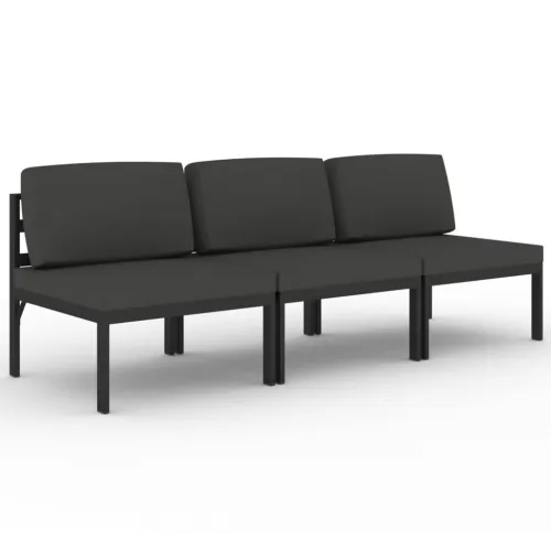 Vrtni trosjed s jastucima aluminijski antracit - Srednja sofa (3 kom) 1 Cijena