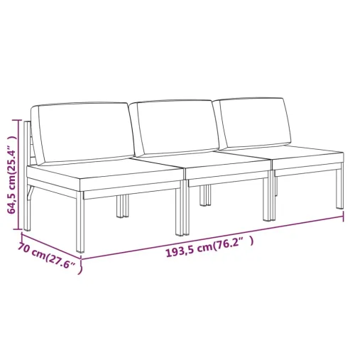 Vrtni trosjed s jastucima aluminijski antracit - Srednja sofa (3 kom) 1 Cijena