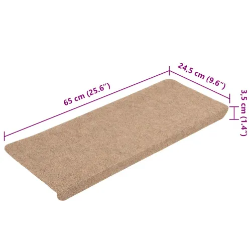 Ljepljivi tepisi za stepenice 15 kom 65x24,5x3,5 cm bež - Bež 65 x 24.5 x 3.5 cm 15 Cijena