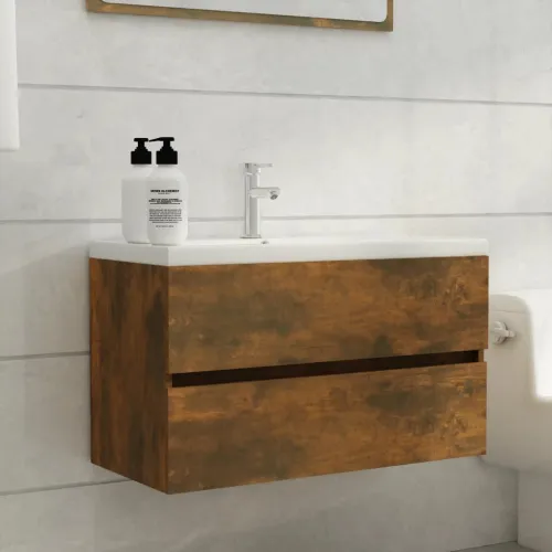 Ormarić za Lavabo - Umivaonik boja dimljenog hrasta 40x35x62,5 cm drveni - Dimljeni hrast 80 x 38.5 x 45 cm 1 1 Cijena