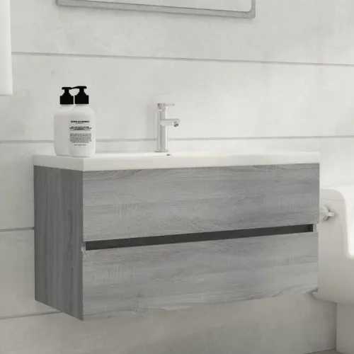 Ormarić za Lavabo - Umivaonik boja hrasta sonome 90x38,5x45 cm drveni - Sivi hrast sonoma 90 x 38.5 x 45 cm Cijena