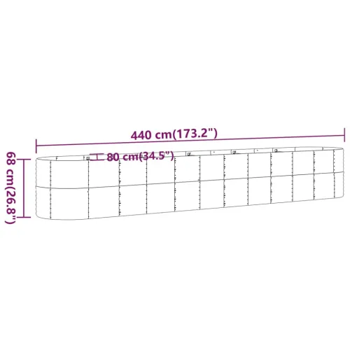 Povišena gredica - Vrtna gredica od pocinčanog čelika 440x80x68 cm smeđi - Smeđa 440 x 80 x 68 cm 1 Smeđa Cijena