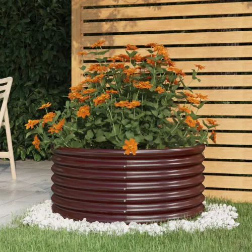 Vrtna sadilica od pocinčanog čelika 80 x 80 x 36 cm smeđa - Smeđa 80 x 80 x 36 cm 1 Smeđa Cijena