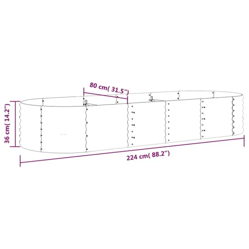 Povišena gredica - Vrtna gredica od pocinčanog čelika 224 x 80 x 36 cm srebrna - Srebrno 224 x 80 x 36 cm 1 Cijena
