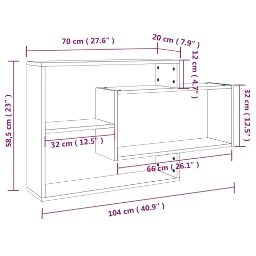 Zidna polica boja hrasta 104 x 20 x 58,5 cm konstruirano drvo - Dimljeni hrast Cijena