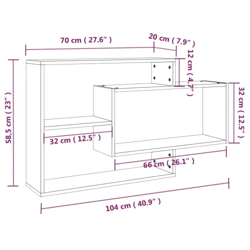 Zidna polica hrast sonoma 104 x 20 x 58,5 cm konstruirano drvo - Sivi hrast sonoma Cijena