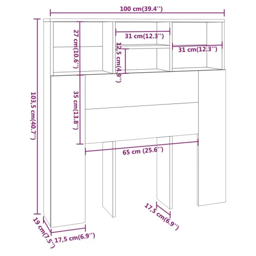 Uzglavlje s ormarićem bijelo 100 x 19 x 103,5 cm - Bijela 100 x 19 x 103.5 cm 1 Cijena