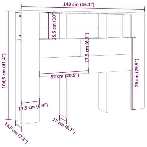 Uzglavlje s ormarićem crno 140 x 18,5 x 104,5 cm - Crna 140 cm 1 Cijena