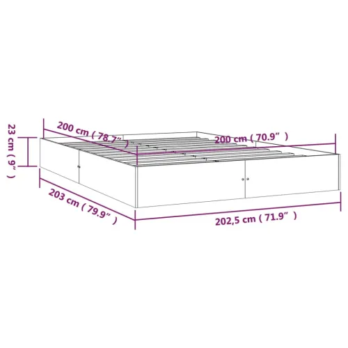 Okvir kreveta bez madraca 200 x 200 cm od masivnog drva - Prirodna 200 x 200 cm Cijena