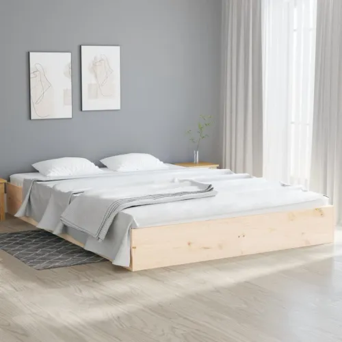 Okvir kreveta bez madraca 200 x 200 cm od masivnog drva - Prirodna 200 x 200 cm Cijena