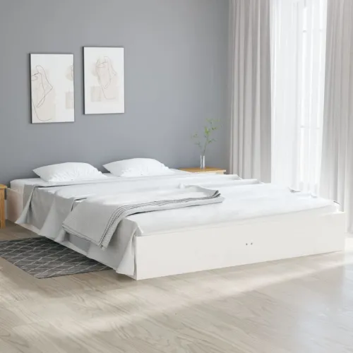 Okvir za krevet od masivnog drva bijeli 120 x 200 cm - Bijela 120 x 200 cm Cijena