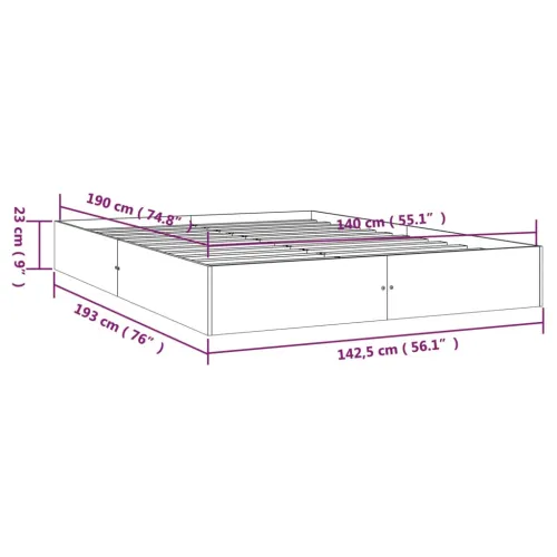 Okvir za krevet od masivnog drva 140 x 190 cm - Prirodna 140 x 190 cm Cijena