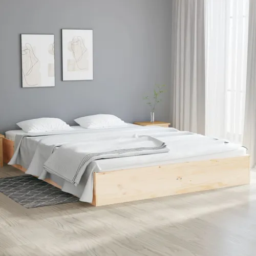 Okvir za krevet od masivnog drva 140 x 190 cm - Prirodna 140 x 190 cm Cijena