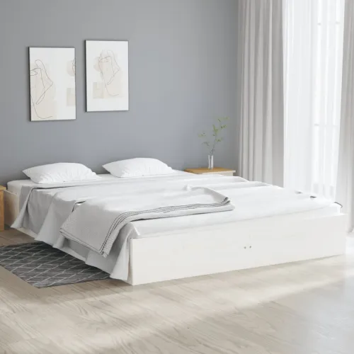 Okvir za krevet od masivnog drva bijeli 140 x 190 cm - Bijela 140 x 190 cm Cijena