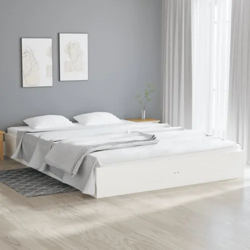 Okvir za krevet od masivne borovine bijeli 150 x 200 cm king - Bijela 150 x 200 cm Cijena