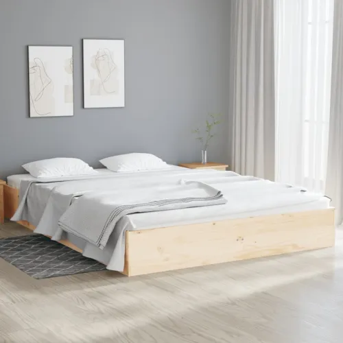 Okvir za krevet od masivnog drva 135 x 190 cm bračni - Prirodna 135 x 190 cm Cijena