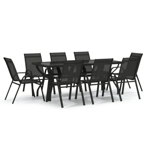 Vrtna garnitura - 9-dijelni vrtni blagovaonski set crni - Crna Dužina stola 180 cm 8 Cijena